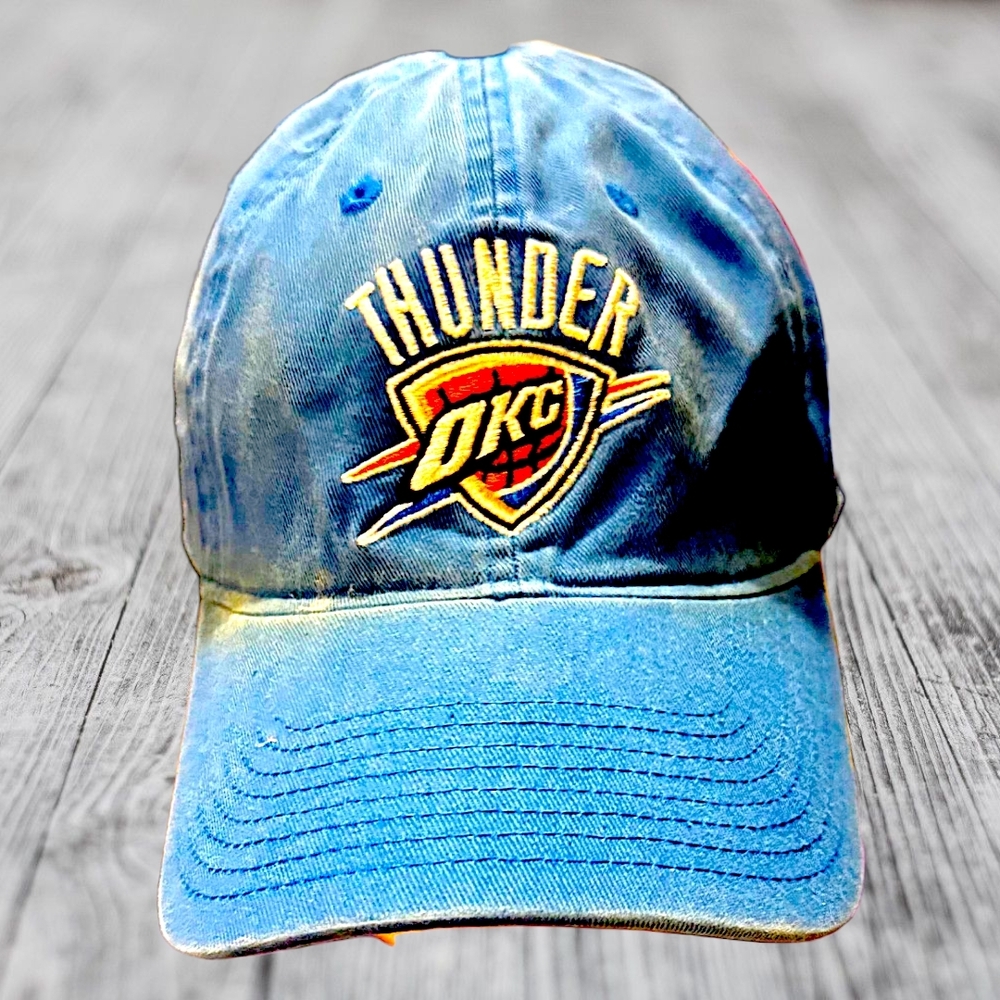 NBA Adidas Blue Canvas Oklahoma Thunder Cap Embroderied Team Logo Adjustable